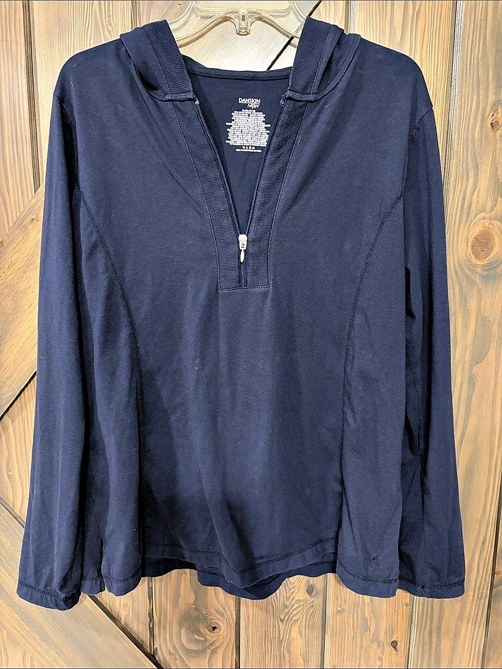 Danskin Navy Blue Hooded Half-Zip Pullover